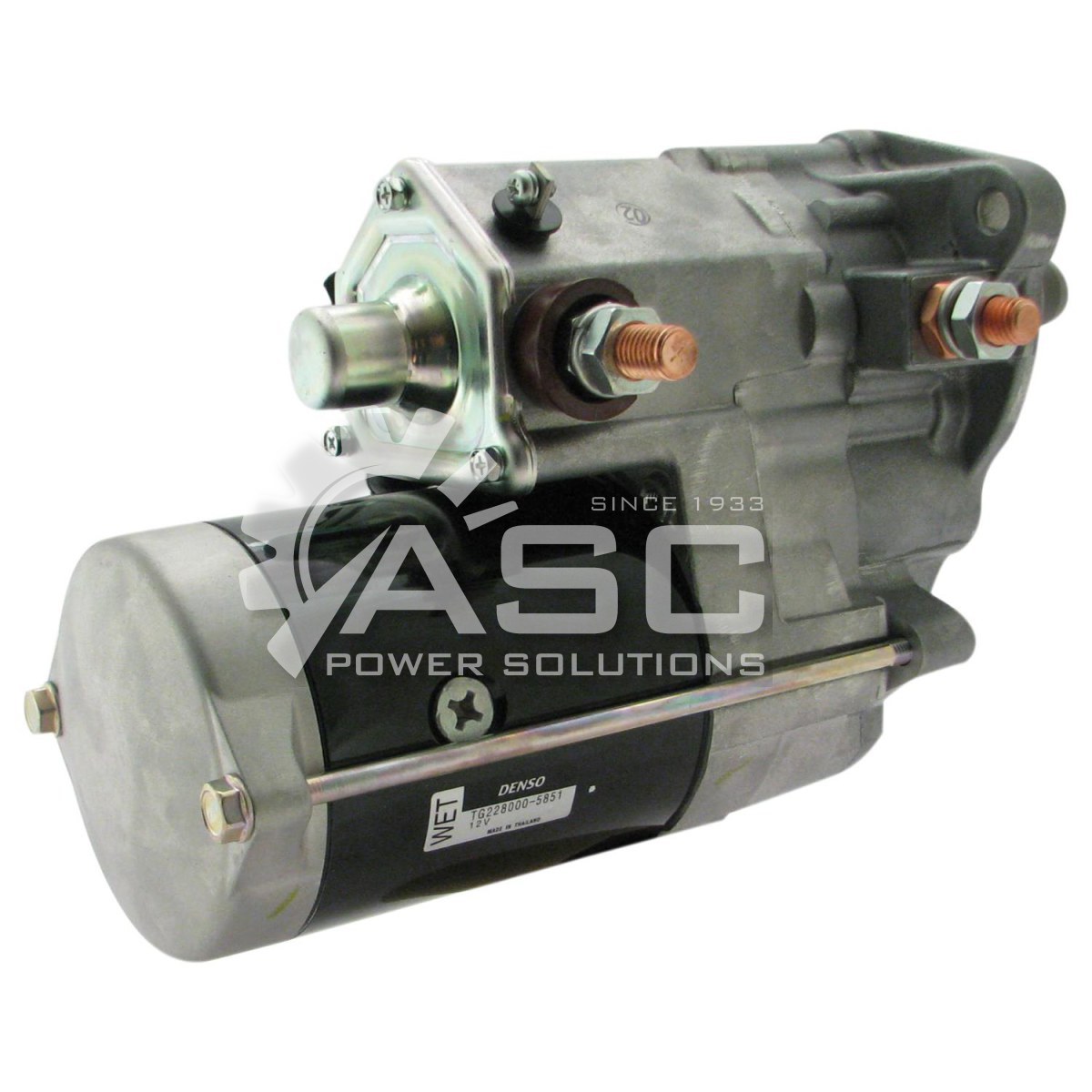 S521574_REMAN ASC POWER SOLUTIONS DENSO R STARTER MOTOR FOR CATERPILLAR AND BLUE BIRD 12V 10 TOOTH CLOCKWISE ROTATION OFF SET GEAR REDUCTION (OSGR)