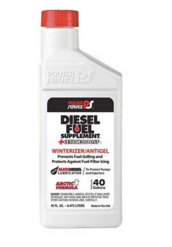 01016-09_Power Service Winter Additives Diesel Fuel Supplement Antigel And Cetane Boost 16 Oz Plastic Container Size 50 Treats