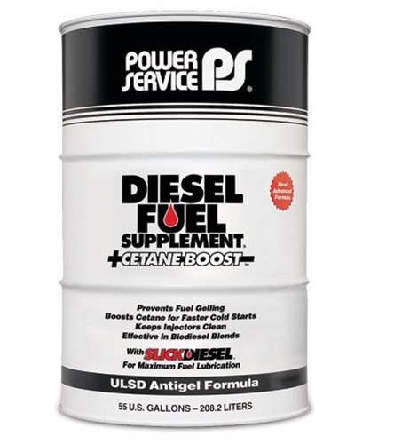01055-01_Power Service Winter Additives Diesel Fuel Supplement Antigel And Cetane Boost 55 Gallon Drum Container Size 82500 Treats